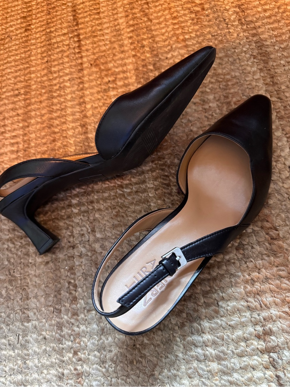 Black Pointed-Toe Slingback Kitten Heel - Picture 2 of 2